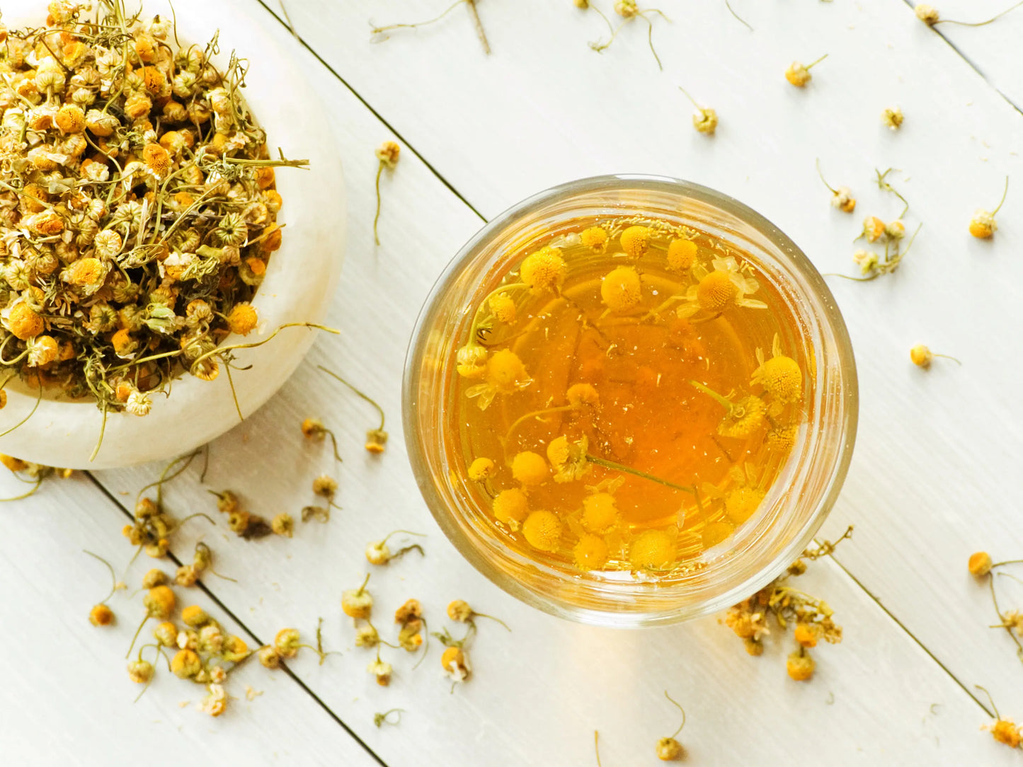 Soothing floral chamomile grown sustainability as a cover crop